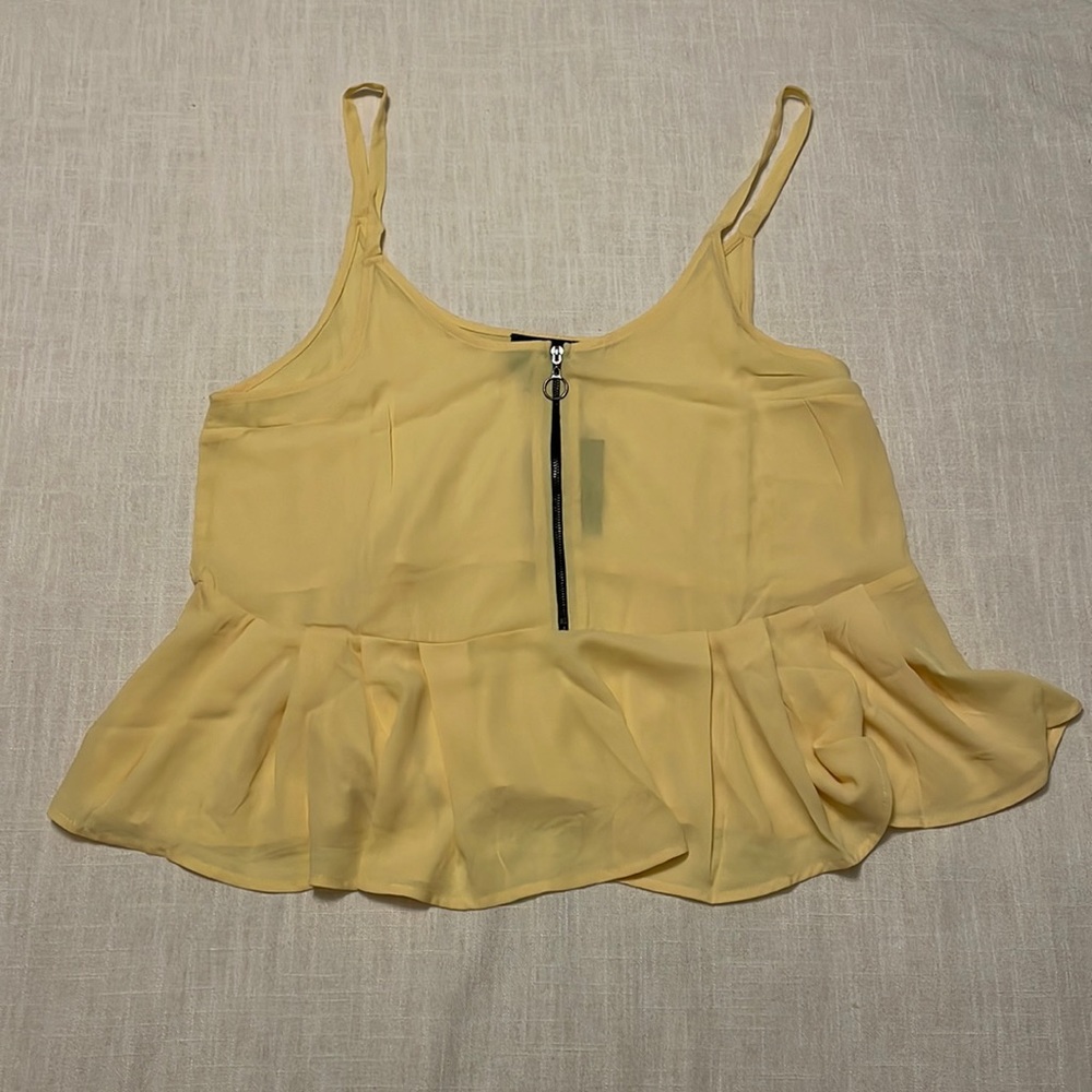NWT Lumiere Yellow Zipper Front Sheer Tank Top